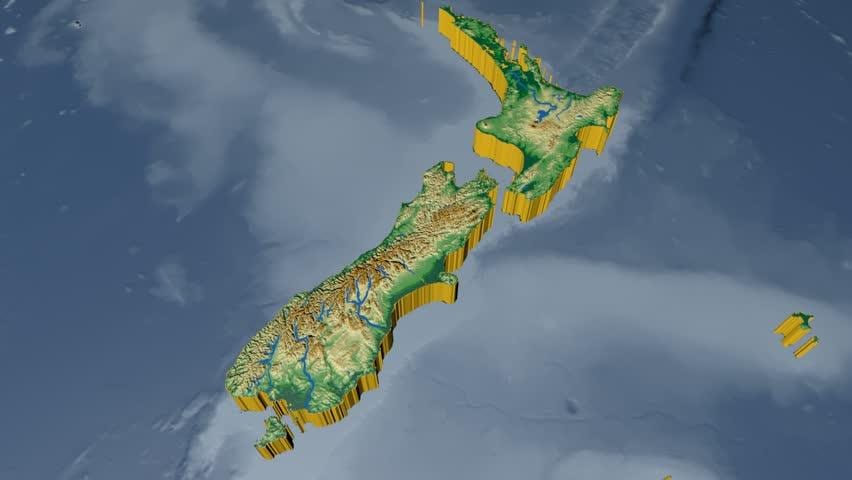 Kort over 3d new zealand