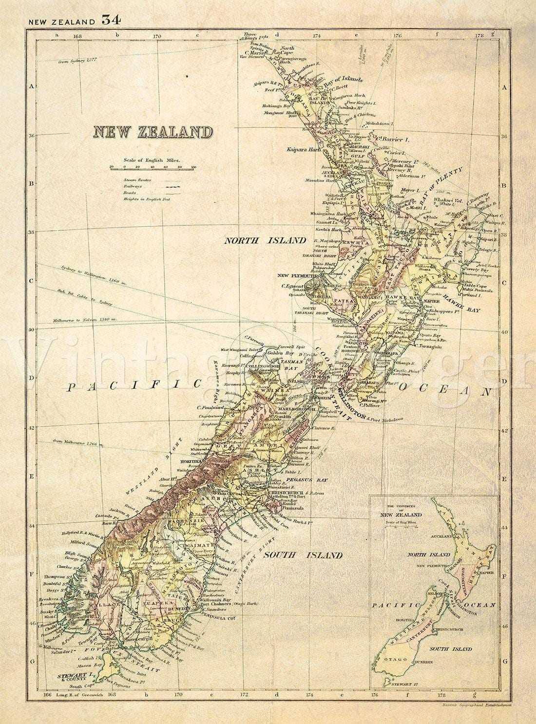 Kort over det gamle new zealand