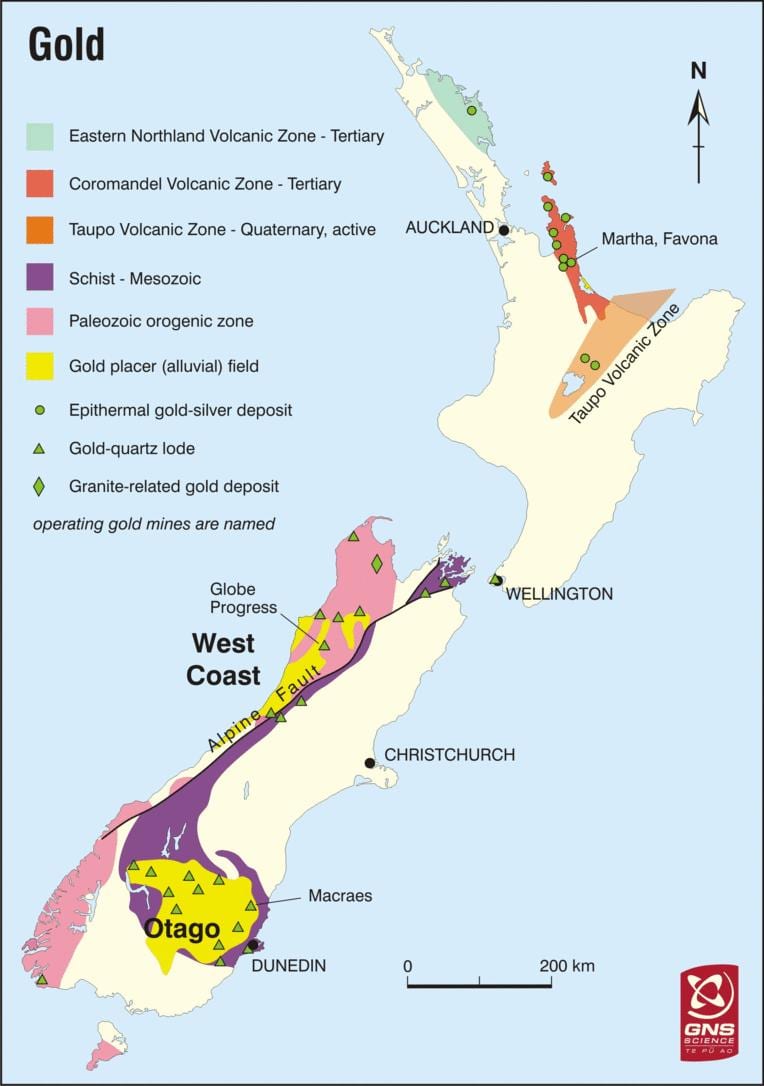 Kort guld i new zealand 