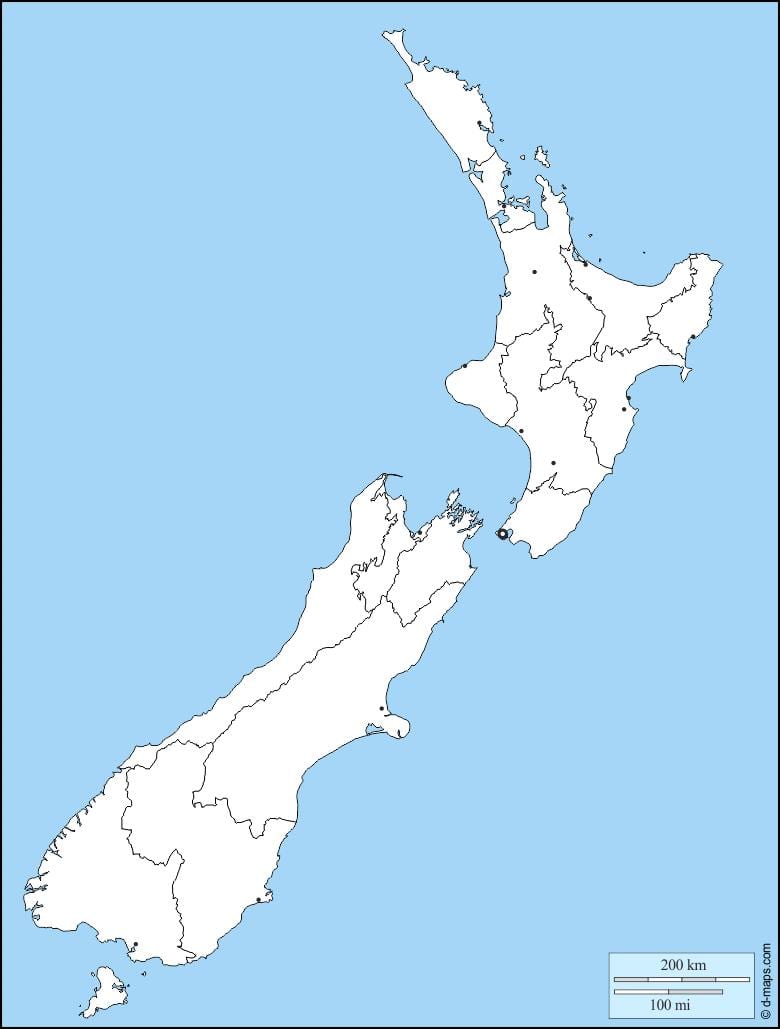 blank kort over australien og new zealand