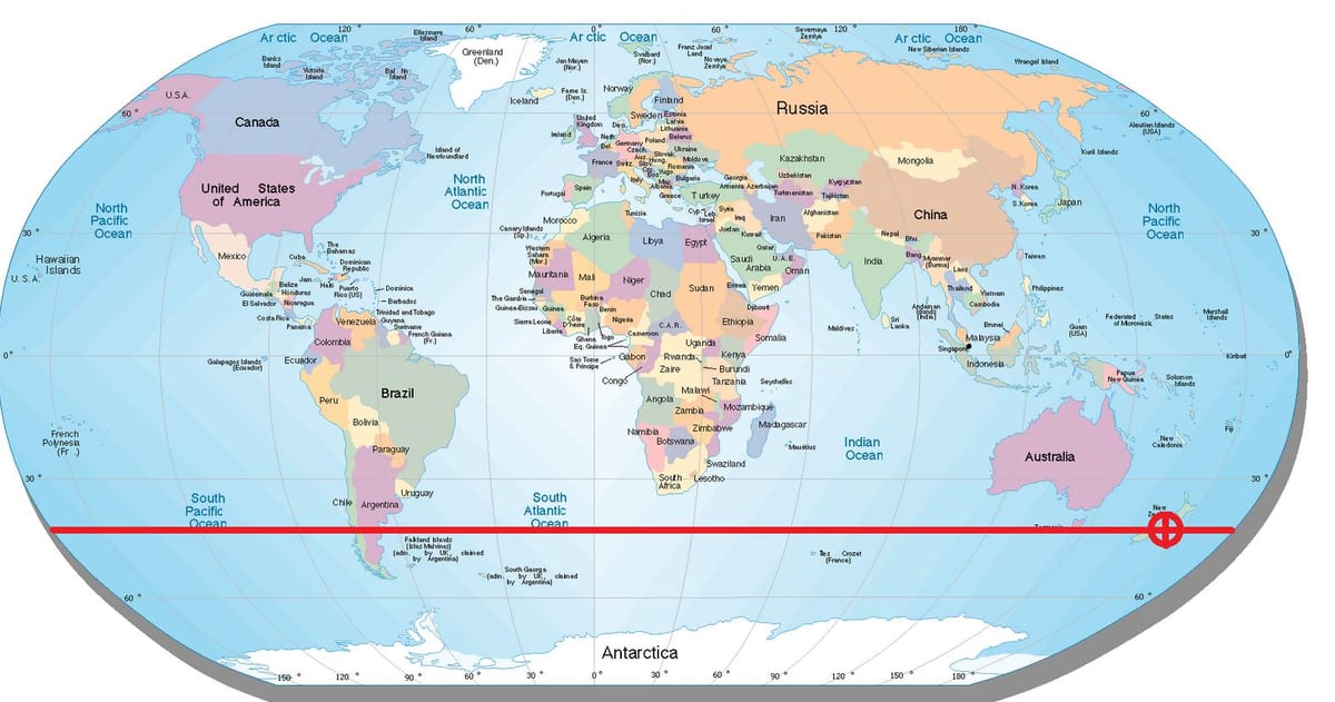 Kort over new zealand bredde