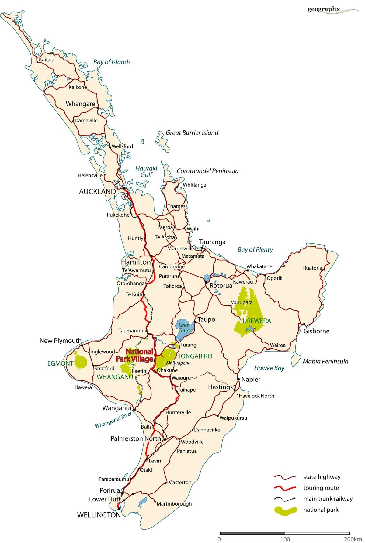 detaljeret køreplan for new zealand-north island