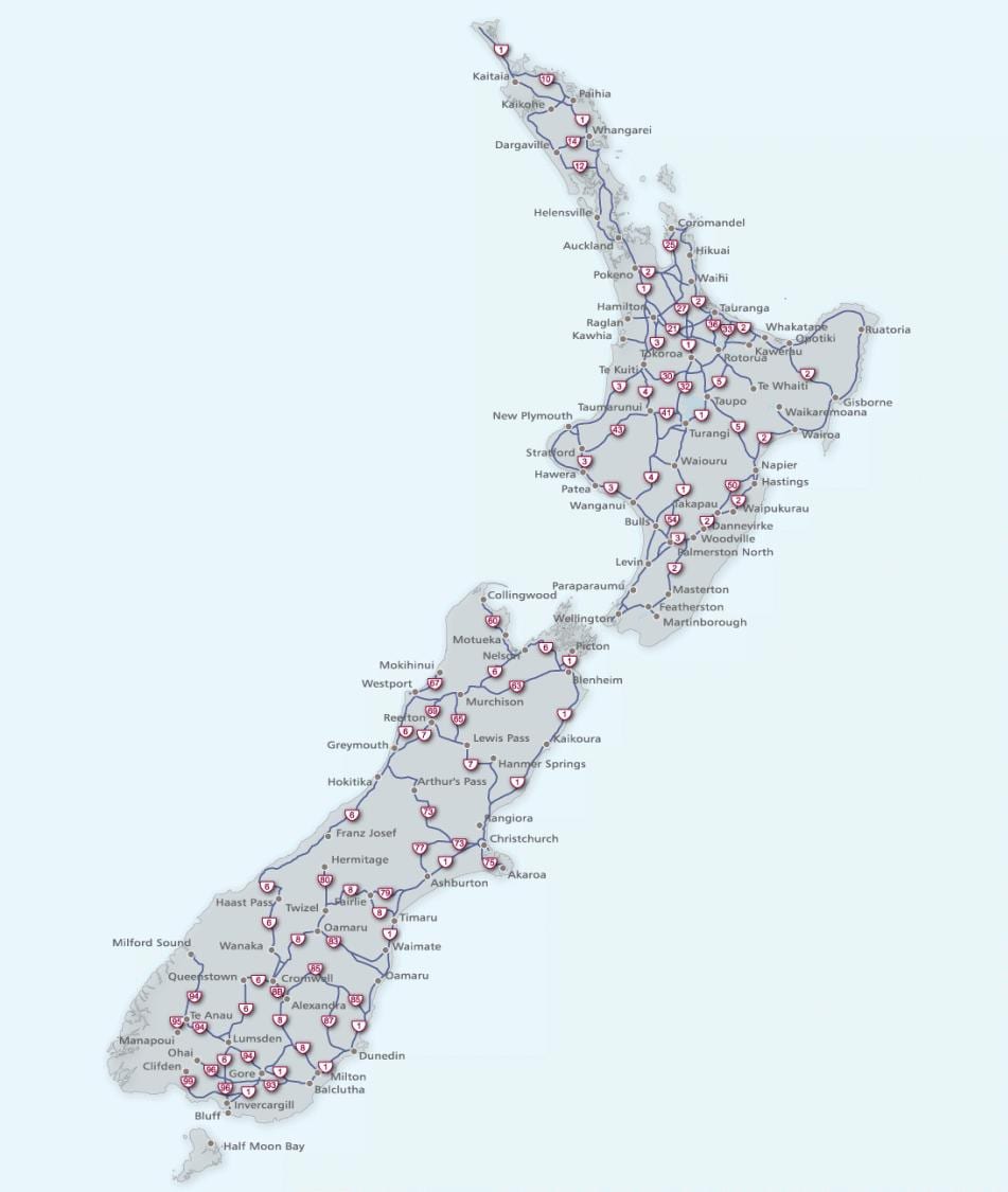 Kort over new zealand kørsel