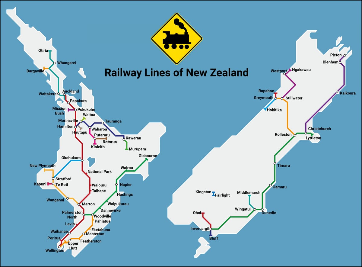 new zealand jernbanenet kort
