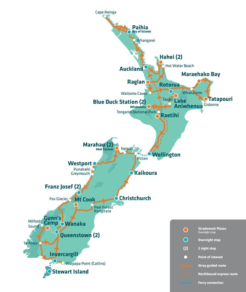 new zealand attraktion kort