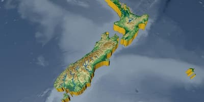 Kort over 3d new zealand