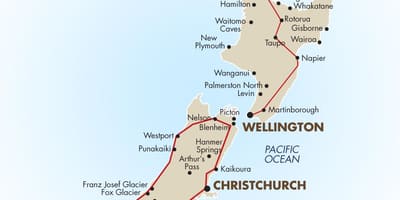 Kort over det sydlige island i new zealand kørsel