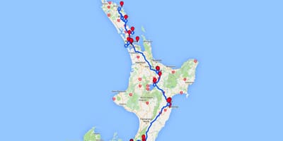 Kørsel kort af north island, new zealand