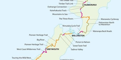 Kort over new zealand cykelstien