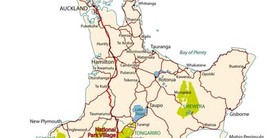Detaljeret køreplan for new zealand-north island
