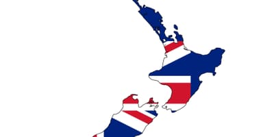 Kort over new zealand og flag