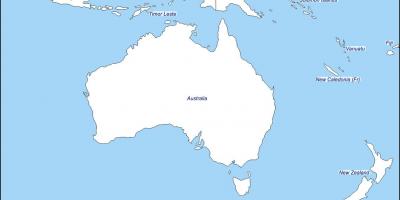 Omridset af et kort over australien og new zealand