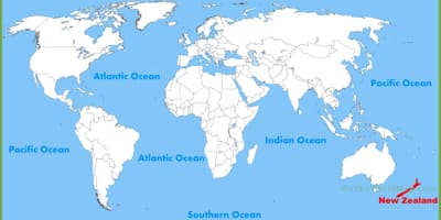 New zealand placering på verdenskortet