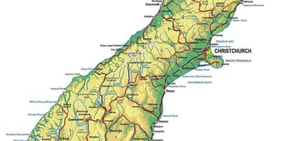 Turist kort over new zealand-south island