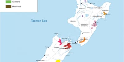 New zealand vin regioner kort