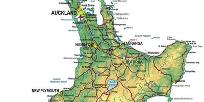 Detaljeret kort over north island, new zealand