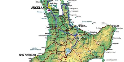 Kort over skiløb north island, new zealand