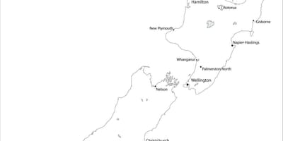 Kort over new zealand sort og hvid